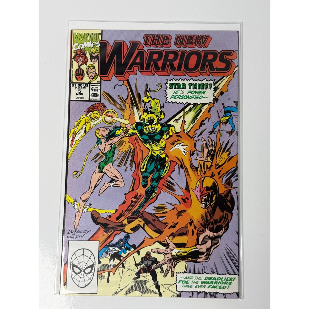 The New Warriors #5 Marvel Comics 1990 Star Thief Mark Bagley Art Copper Age